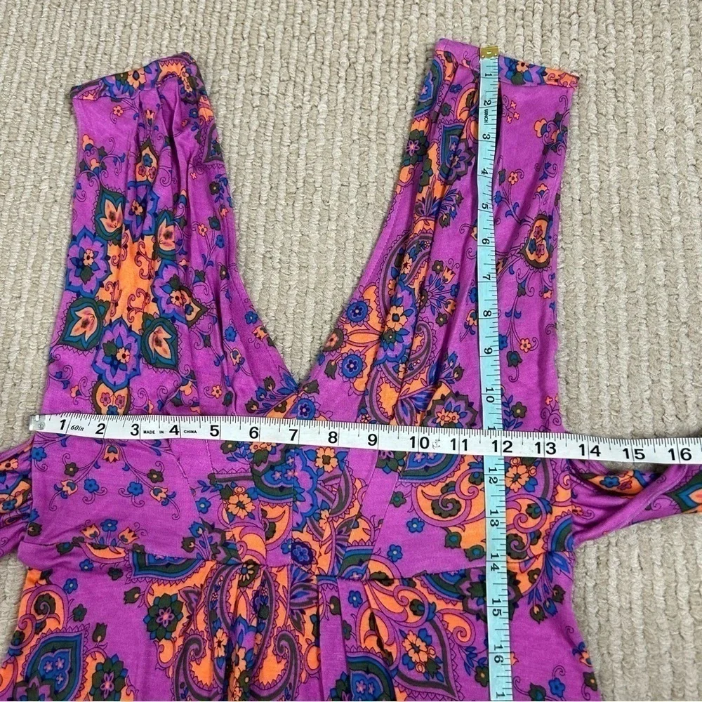 NWOT Free People Mixed Print V Neck Sleeveless Waist Tie Mini Dress